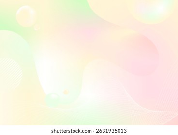abstract pastel gradient background with bubbles and wavy lines