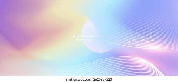 Abstract pastel gradient background with flowing wave lines vertor.