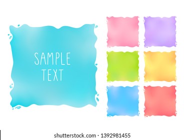 Abstract pastel gradient background. Set of colorful square banner on white background. Vector illustration.