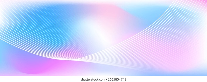 Abstract pastel gradient background with soft pink, blue, and purple hues, featuring smooth white wave lines for a dreamy, modern design.