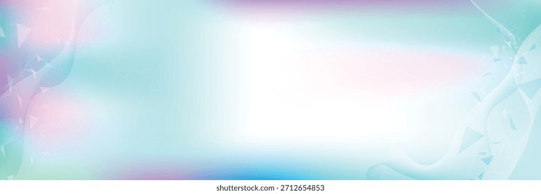 Fundo de gradiente pastel abstrato com tons suaves de ciano e roxo.Linhas de polígono geométrico e efeitos de luz suaves. Perfeito para apresentações de web design e mídia digital.