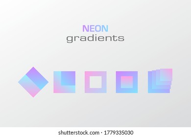Abstract pastel gradient colors simple square figure isolated in white background. Vector Gradient geometric shape. Holographic square logo concept.