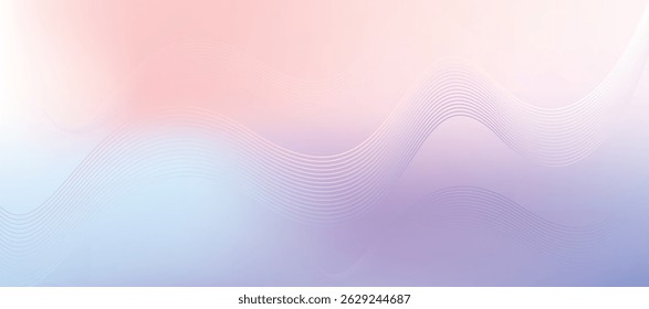 Fondo Abstractas de la onda del degradado del pastel con las líneas que fluyen y los tonos azules rosados suaves