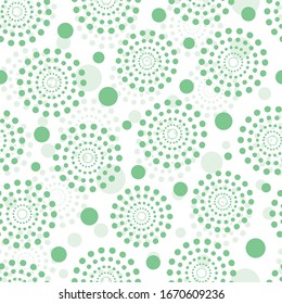 Abstract pastel green vector polka dots seamless pattern background