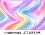 Abstract Pastel Holographic Vector Texture with Iridescent Gradient Waves and Dotted Pattern in Retro Futuristic 80s Style for Textile, Packaging and Modern Design