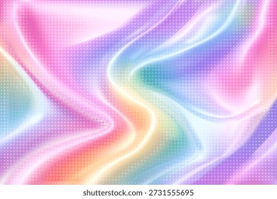 Textura Abstractas del Vector holográfico del pastel con las ondas iridiscentes del gradiente y el modelo punteado en estilo futurista retro de los años 80 para la materia textil, el empaquetado y el diseño moderno