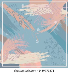 Abstract Pastel leafs tropical pattern design for scarf painting or hijab