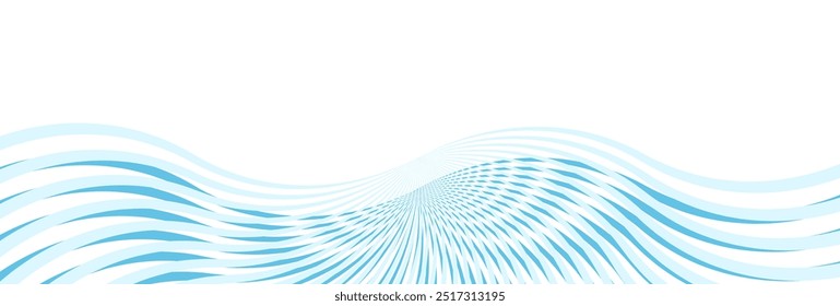Abstract pastel light blue color wavy line isolated on white background. Luxury long backdrop. Geometric art digital design. Poster, banner. Invitation card. Copy space. Podium. med. Cute pattern.