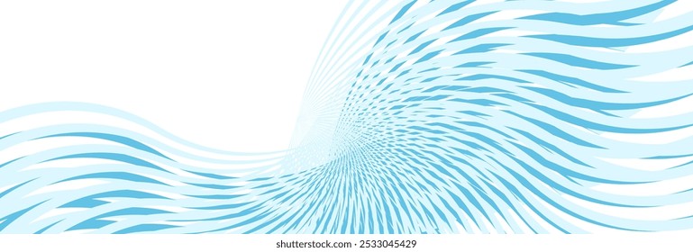 Abstract pastel light blue color wavy line isolated on white background. Luxury long backdrop. Geometric art digital design. Poster, banner. Invitation card. Copy space. Podium. med. Winter pattern.