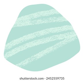 Abstract pastel light blue cut out blob shape, transparent background. Organic abstract pebble shape collage vector element with textured crayon or brush scribble lines.