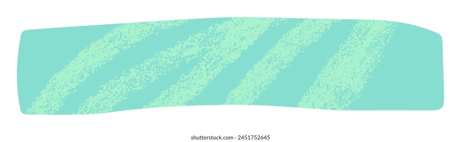 Abstract pastel light blue and mint green cut out shape isolated on white background. Bright horizontal rectangle blob shape collage vector element with textured crayon scribble lines.