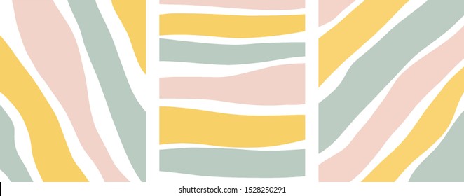 Abstract pastel lines background templates. Vector nordic scandinavian   design with abstract organic shapes  