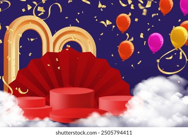 Abstract pastel minimal wall scene. Semi circle backdrop. Vector rendering 3d geometric shape for product