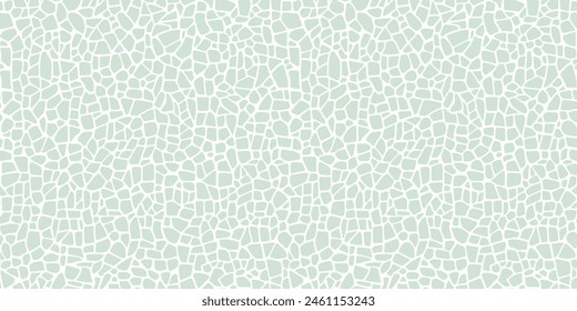 Abstract pastel mosaic stones spots seamless pattern. Pastel green organic cut out shapes on white background, simple flat style. Hand drawn soft pastel terrazzo mosaic texture gender neutral print.
