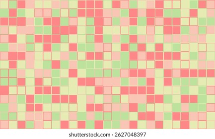 Abstract pastel mosaic tile pattern.  Soft pink, green, and beige squares create a calming, textured background ideal for websites, presentations, or textile designs.