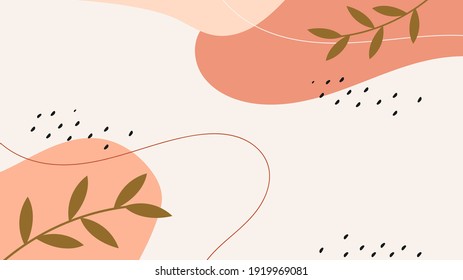 Abstract pastel natural with leaf shape memphis background