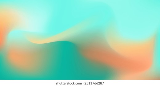 Abstract pastel orange and mint teal vibrant mesh gradient colors background. Soft trendy y2k green and peach color wallpaper for mobile apps, ui design, banner, poster, business concept