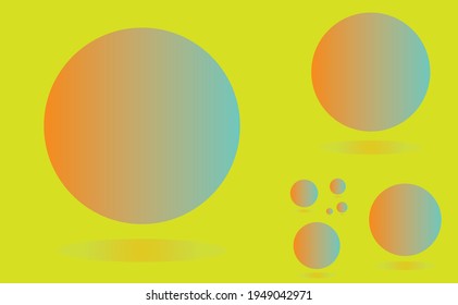 Abstract pastel orange yellow rounded sphere on a beautiful colored background. Vector illustration.