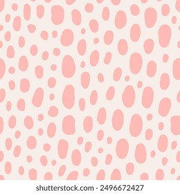 Abstract pastel organic spots a seamless pattern in soft pastel colors. Organic flower blob shape cheerful background in a simple flat style. Hand drawn gender neutral pastel safari nursery print.