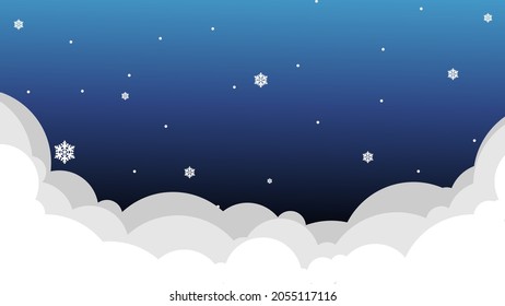abstract pastel paper cut illustration of winter landscape with cloud.Winter mountain Christmas landscape and snowflake.Cartoon Santa Claus character,clouds.snow scene backgroun.postal card.landscape.