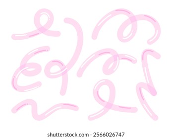 Abstract Pastel Pink Swirl and Loop Collection. A collection of 8 pastel pink abstract swirls, loops, and ribbons featuring soft, flowing curves for minimalist and creative designs