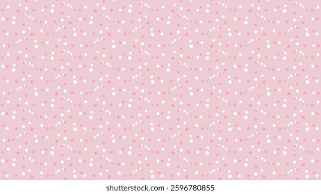 Abstract pastel pink white hand drawn polka dots seamless pattern on pink background. Irregular polka dots. Cute background for textile, wallpaper, fabric, design. Vector illustration.