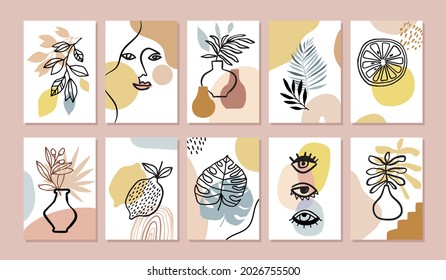 Abstract pastel poster background. Modern fashion collection of contemporary art posters