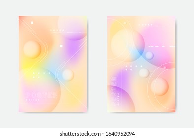 Abstract Pastel Poster. Gradient Cool Journal. Blue Graphic Texture. Memphis Pastel Poster.