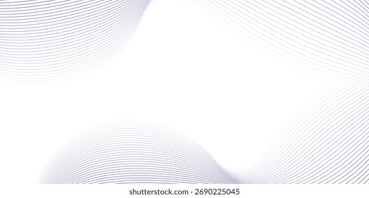 Abstract pastel purple gradient background with white subtle wavy lines - futuristic minimalist vector illustration. Elegant pale curved stripes, smooth dynamic swooshes. Light clean design template.