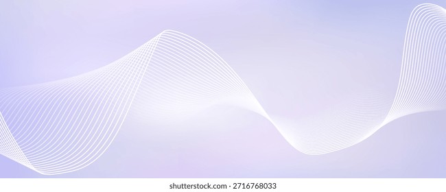 Fundo de gradiente roxo pastel abstrato com linhas onduladas sutis brancas - ilustração vetorial minimalista futurista. terno para mídia em design de produto