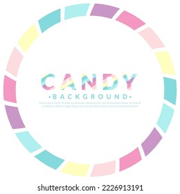 Abstract pastel rainbow round frame. Circle frames with modern colorful stripe patterns isolated on white background. Candy concept. Border template.