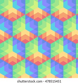 Abstract pastel red, blue, green hexagon background pattern