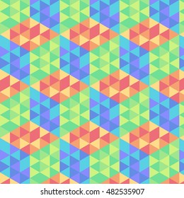 Abstract pastel red, blue, green hexagon background pattern