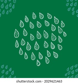 Abstract pastel seamless pattern with drops placed in circles. Light green colors, spring summer fashion trendy background. Ovals and circles with hand drawn water drops, vector texture
