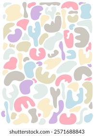 Abstract pastel shapes hand drawn with soft pastel colors vector art. For art prints, fabric, wall deco, and abstract elements.