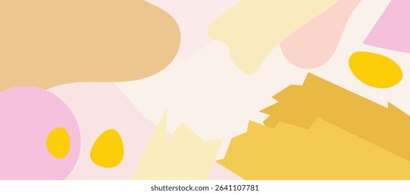 Abstract Pastel Shapes Yellow, Pink, Beige, and White Egg Design