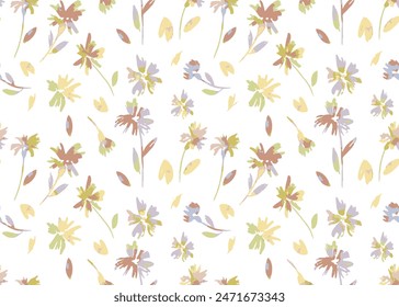 abstract pastel spring floral patterns with fine shading, vector illustrations, suitable for printing designs on white background.