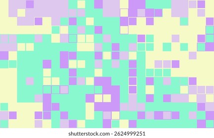 Abstract pastel square mosaic pattern.  Perfect for backgrounds, websites, presentations, and social media.  Soft, playful colors create a calming, modern aesthetic.