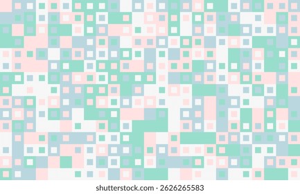 Abstract pastel square mosaic pattern.  Perfect for backgrounds, textiles, or website design. Soft, calming colors create a gentle, modern aesthetic.