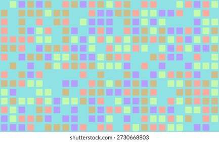 Abstract pastel square mosaic pattern.  Perfect for backgrounds, websites, textiles, and playful designs.  Soft, colorful, and visually appealing, this image evokes feelings of calmness and joy.