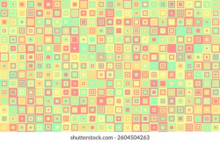 Abstract pastel square pattern background.  Perfect for website banners, social media posts, or textile design. This vibrant, geometric design evokes feelings of optimism and playfulness.