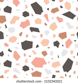 Abstract pastel terrazzo seamless pattern background. Flat vector illustration.
