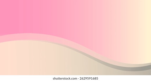 Abstract pastel wave background with smooth gradient curves in pink and beige tones. Soft and elegant design ideal for banners, websites, and presentations.