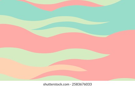 Abstract pastel wave pattern.  Soft, flowing lines in calming colors create a serene and modern design, perfect for backgrounds, websites, or branding.  Evokes feelings of tranquility and optimism.