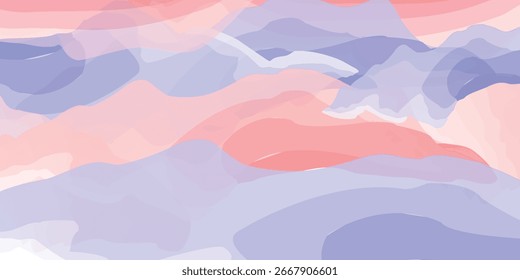 Abstrato Pastel Ondas Em Tons Rosa E Azul Suaves Criando Um Padrão De Gradiente De Fluido Perfeito Para O Fundo Moderno, Arte E Conceitos De Design Criativos.
