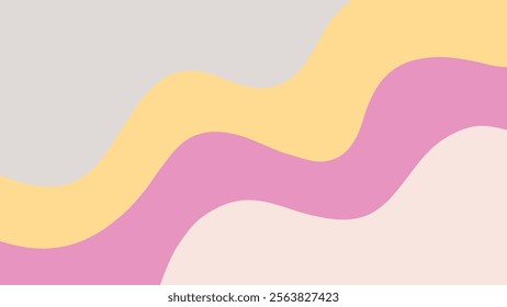 Abstract pastel wavy background in soft yellow, pink, and beige tones for creative design projects