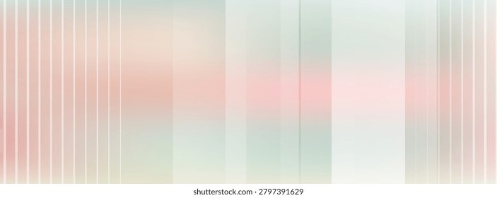 Abstract pastel white gradient background banner with vertical stripes, modern geometric soft pink and mint sage green linear line pattern vector.