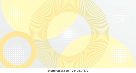 Abstract pastel yellow gradient background with white subtle dots circle futuristic minimalist vector illustration. 