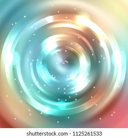 Abstract pastel-colored background, Shining circle tunnel. Elegant modern geometric wallpaper. Vector illustration. Blue, beige, white colors.