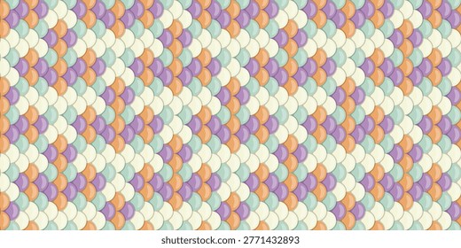 Abstract pasteltoned geometric pattern.  Seamless design featuring overlapping rounded shapes in a diagonal arrangement.  Perfect for website backgrounds, textile prints, or decorative elements.